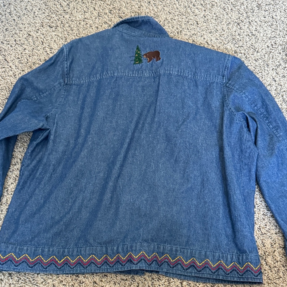 Vintage Breckenridge Embroidered 100% Cotton Denim Jacket with Moose and Tree - Picture 6 of 6